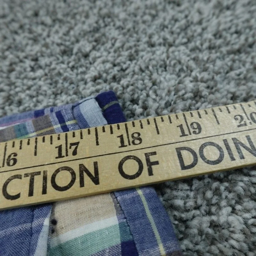 VTG Indian Madras Shorts Mens 36 Blue Plaid Chambray Flat‎ Front Preppy Golf USA